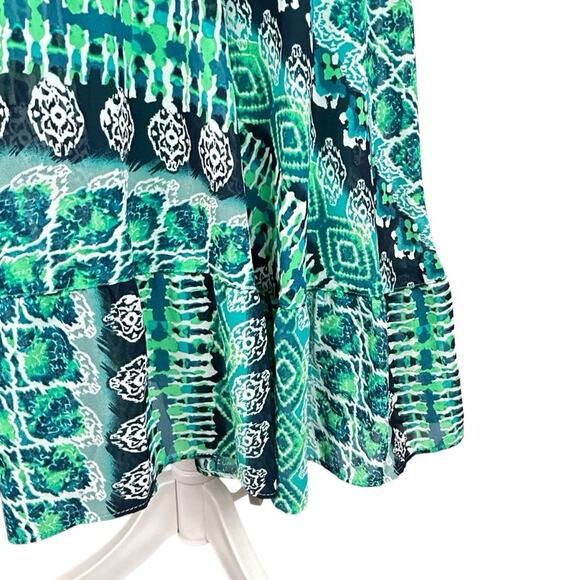 Rabbit Rabbit Rabbit Dress Womens SZ 12 Navy Blue Green Flowy Midi Boho 70's - Picture 6 of 13